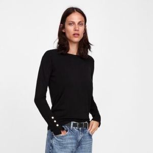 Zara basic sweater with gold buttons M black